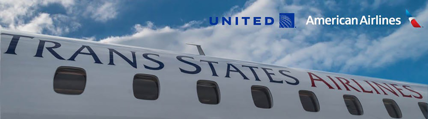 Trans States plane with United and American logos